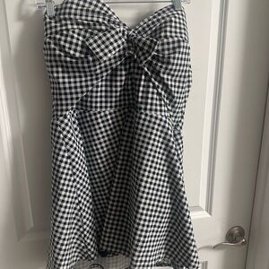 Black and White Gingham Dress with Bow